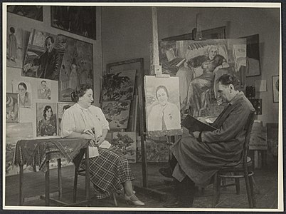 Մարտիրոս Սարյանը պատկերում է Հայկանուշ Դանիելյանի դիմանկարը, 1946-1949