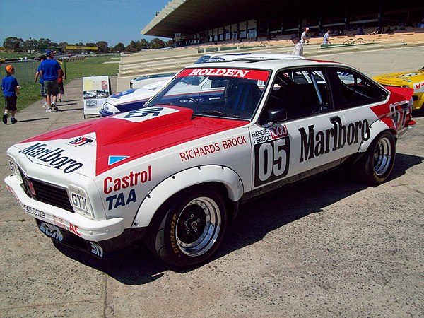 Peter Brock and Jim Richards replica of the 1979 race winning Holden LX Torana SS A9X on display at the 2009 Historic Sandown