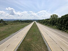 US 340 and WV Route 9 run concurrently for a few miles in Charles Town 2019-08-17 13 01 48 View south along U.S. Route 340 & east along West Virginia Route 9 (Charles Town Bypass) from the overpass for U.S. Route 340 & West Virginia Route 51 (Washington Street-William L. Wilson Freeway) in Charles Town, West Virginia.jpg