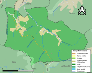 Barevná mapa znázorňující využití půdy.