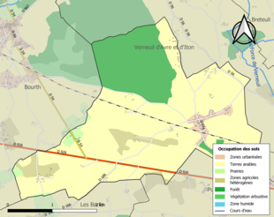 Kolorowa mapa przedstawiająca użytkowanie gruntów.