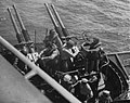 40mm quad gun mount firing aboard USS Saipan in c1946.