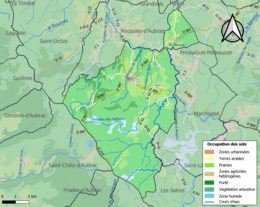 Carte des infrastructures et de l'occupation des sols de la commune en 2018 (CLC).