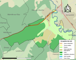 Carte en couleurs présentant l'occupation des sols.