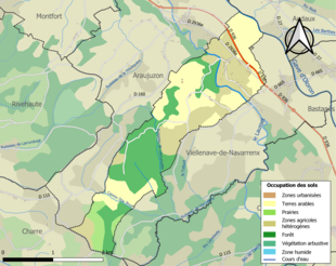 Barevná mapa znázorňující využití půdy.