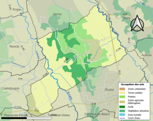 Kolorowa mapa przedstawiająca użytkowanie gruntów.