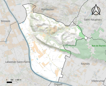 Carte de la ZNIEFF de type 1 sur la commune.