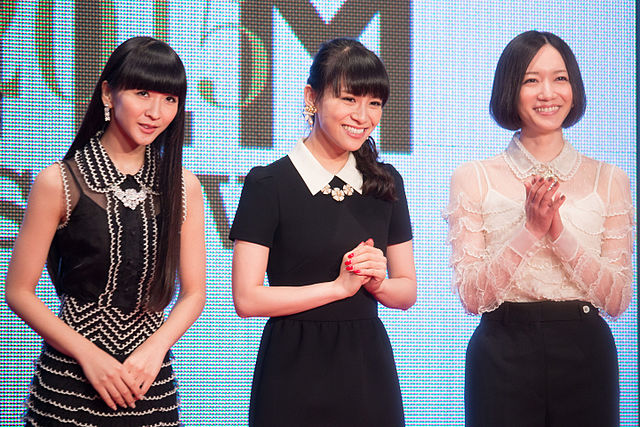 Perfume at the 28th Tokyo International Film Festival (2015). From left to right: Kashiyuka, A-chan and Nocchi.