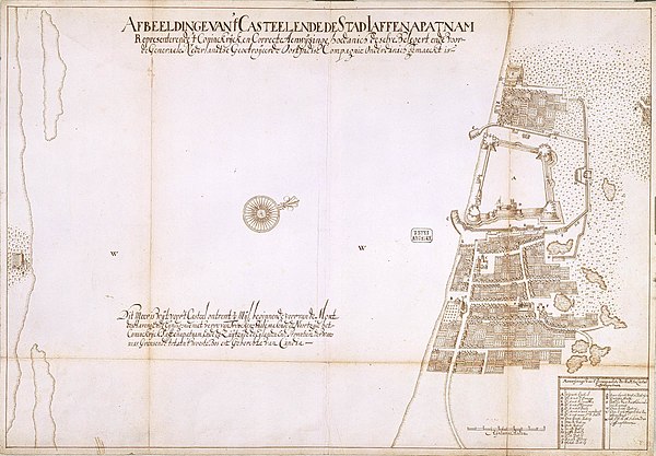 Bird's eye view of the city of Jaffnapatnam in 1658