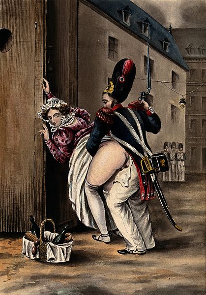 File:A grenadier and a woman having sexual intercourse outside a Wellcome V0038952.jpg