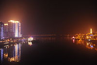 A night veiw of Hechuan city along rivers