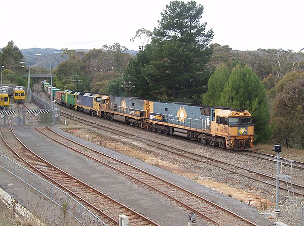 Pacific National freight from Melbourne to Perth passing Belair in the Adelaide Hills