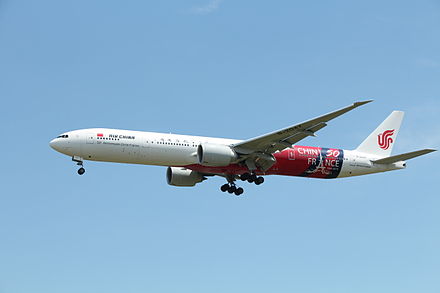 An Air China Boeing 777 in China-France 50 years anniversary livery