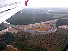 The trumpet interchange between NH 44 and the road leading from Kempegowda Airport