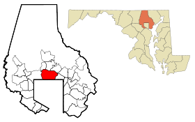 Baltimore County Maryland Incorporated and Unincorporated areas Towson Highlighted.svg