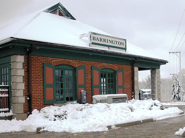Barrington train station for the Metra train line from Harvard to Chicago