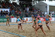 Deutsch: Beachhandball Europameisterschaften 2019 (Beach handball Euro); Tag 6: 7. Juli 2019 – Frauenfinale, Dänemark-Ungarn 2:0 (18:12, 23:22) English: Beach handball Euro; Day 6: 7 July 2019 – Women's Final – Denmark-Hungary 2:0 (18:12, 23:22)