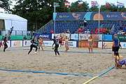 Deutsch: Beachhandball Europameisterschaften 2019 (Beach handball Euro); Tag 3: 4. Juli 2019 – Frauen, Hauptrunde Gruppe II, Deutschland-Spanien 1:2 (18:24, 24:14, 8:9) English: Beach handball Euro; Day 3: 4 July 2019 – Women Main Round Group II – Germany-Spain 1:2 (18:24, 24:14, 8:9)