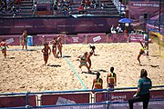 Deutsch: Beachhandball bei den Olympischen Jugendspielen 2018; Tag 4, 10. Oktober 2018; Mädchen, Vorrunde, Gruppe A - Ungarn-Chinese Taipei (Taiwan) 2:0 English: Beach handball at the 2018 Summer Youth Olympics at 10 October 2018 – Girls Preliminary Round Group A‎ – Hungary-Chinese Taipei 2:0