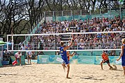 Deutsch: Beachvolleyball bei den Olympischen Jugendspielen 2018; Tag 11, 17. Oktober 2018; Jungen,Finale – Niederlande (Matthew Immers/Yorick de Groot)-Schweden (David Åhman/Jonatan Hellvig) 0:2 (20–22/15–21) English: Beach volleyball at the 2018 Summer Youth Olympics at 17 October 2018 – Final – Netherlands (Matthew Immers/Yorick de Groot)-Sweden (David Åhman/Jonatan Hellvig) 0:2 (20–22/15–21)