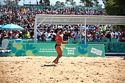 Deutsch: Beachvolleyball bei den Olympischen Jugendspielen 2018; Tag 8, 14. Oktober 2018; Mädchen, Achtelfinale – USA-Peru 2:0 (21–19/21–12) English: Beach volleyball at the 2018 Summer Youth Olympics at 14 October 2018 – Girls Round of 16 – USA-Peru 2:0 (21–19/21–12)