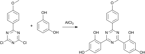 2nd stage of the bemotrizinol synthesis according to Hüglin et al.