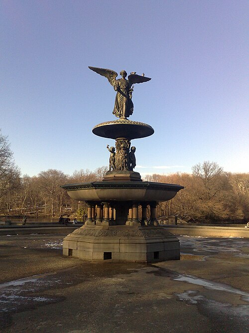 Bethesda Fountain at the Bethesda Terrace in New York City's Central Park, where many scenes were shot