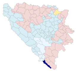 Kommunens läge i Bosnien och Hercegovina