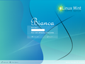 English: Linux Mint 2.2 Bianca login screen. Español: Pantalla para ingresar usuario en Linux Mint 2.2 Bianca.