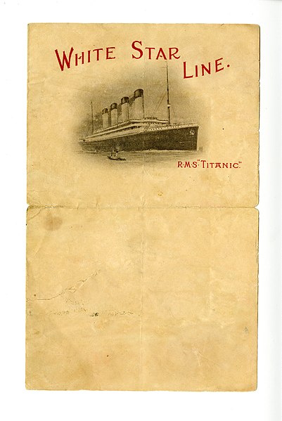 File:Blank R.M.S Titanic stationery (given to the Hurds by an unknown survivor), ca. 1912.jpg