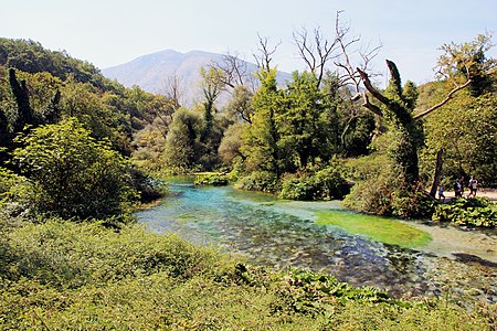 Fhe place Blue Eye, which is a well known by natural cold water spring in Sarandë in south Albania.