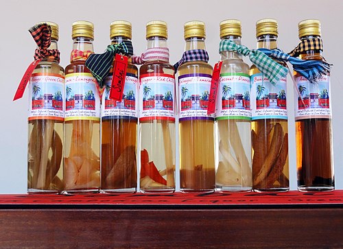 Bottles of Sombai Cambodian infused rice wines