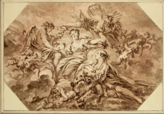 Zephyrus with Venus, Ariadne and Bacchus, eighteenth century.