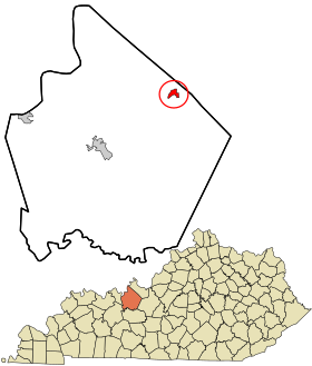 Breckinridge County Kentucky incorporated and unincorporated areas Irvington highlighted.svg