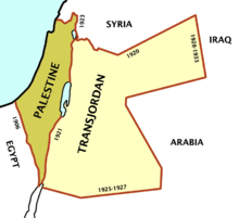 History of Revisionist Zionism: The British included Transjordan within the borders of the British Mandate for Palestine, at the same time excluding it from Jewish settlement. BritishMandatePalestine1930s.png