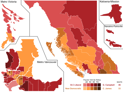 Elezioni generali della Columbia Britannica, risultati 2005 di riding.svg