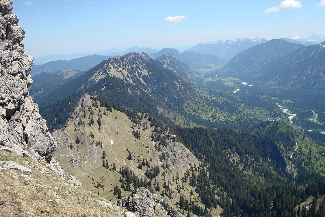 Unsere Exkursion beginnt am Donnerstag mit einer Wanderung durch den Ettaler Forst zu den auf 1600 m Höhe liegenden Brunnenkopfhäusern.[1] Die Almhütte und die Weiden dort werden seit langem erstmals wieder bewirtschaftet, mit Murnau-Werdenfelser Rindern. Unsere WAF-Kollegin und promovierte Biologin Junipera macht uns vertraut mit Flora, Fauna und der Geologie der Gegend und stellt uns das heuer anlaufende wissenschaftliche Projekt zur Almbewirtschaftung vor.