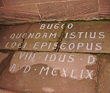 Tomb inscription of Burchard II, in the outer part of the Dom Buggo Epitaph Worms2.JPG