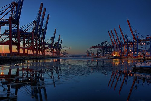 The Port of Hamburg on the Elbe