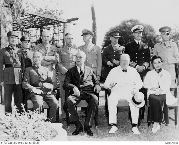 Cairo Conference. Back row, left to right: Shang Zhen, Ling Wei, Brehon Somervell, Joseph W. Stilwell, Henry H. Arnold, Sir John Dill, Lord Louis Moun