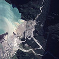 Imatge de satèl·lit de la ciutat de Chaitén cap al maig del 2008