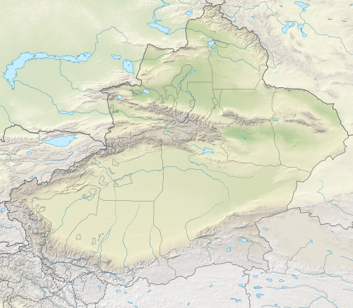 大谷探検隊の位置（新疆ウイグル自治区内）