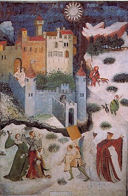 Januari, fresco in de Torre Aquila in Trente
