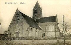Cinqueux (60), église Saint-Martin, vue depuis le sud-ouest avant 1910