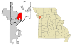 Vị trí trong tiểu bang Missouri và trong quận Clay