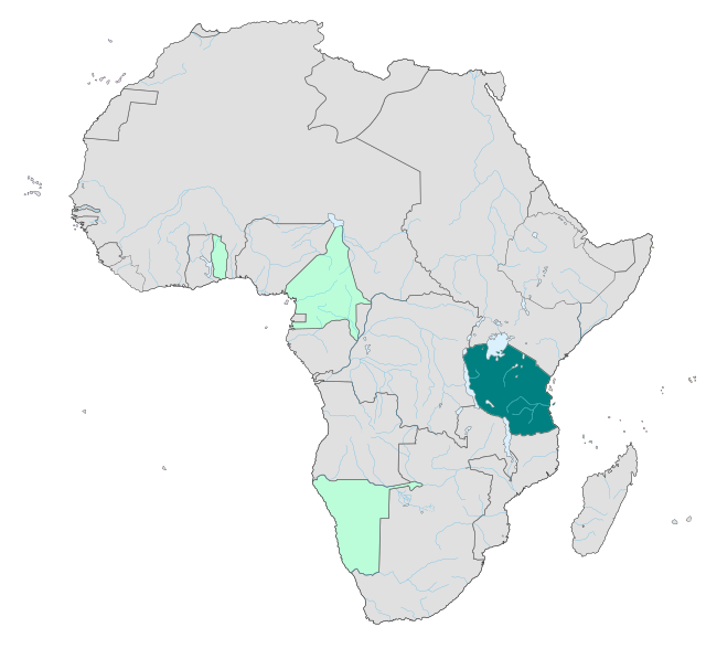 Német gyarmatok Afrikában, Német Kelet-Afrika (Tanzánia) sötétkék színnel jelölve