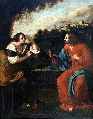 <i>Christ and the Woman of Samaria</i> (Gentileschi) Painting by Artemisia Gentileschi