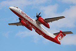 D-ABQR Bombardier Dash 8-Q400 airberlin Eurowings opb LGW DUS 2018-07-31 (33a) (44206314192).jpg