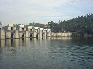 Crestuma-Lever Dam reservoir in Portugal