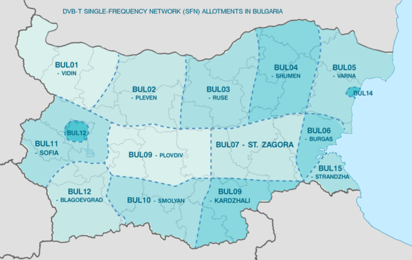 DVB-T single-frequency network (SFN) Allotments in Bulgaria